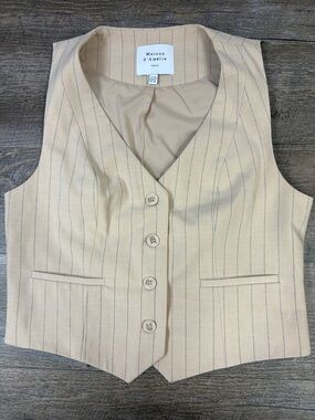 Maison d’Amélie Paris Beige Pinstripe Tailored Vest Waistcoat Size XS